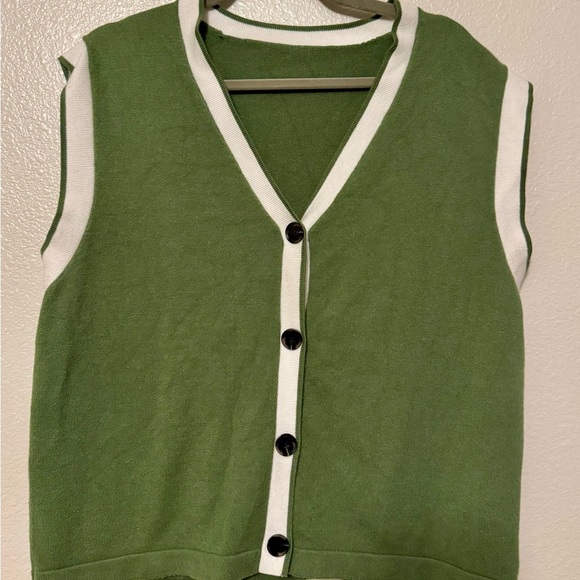 Green Vest with Black Buttons - Picture 1 of 2